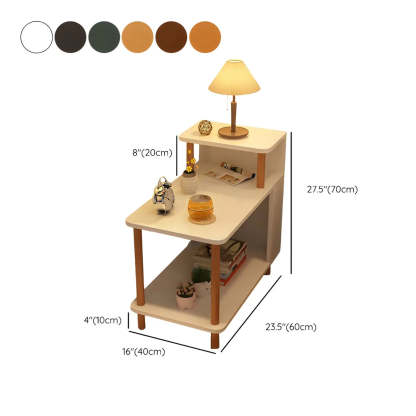 Rectangular White Wood Nightstand with Shelf