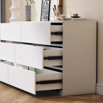 White Wood Soft-Close Drawer Entry Dresser — 6 / Grey