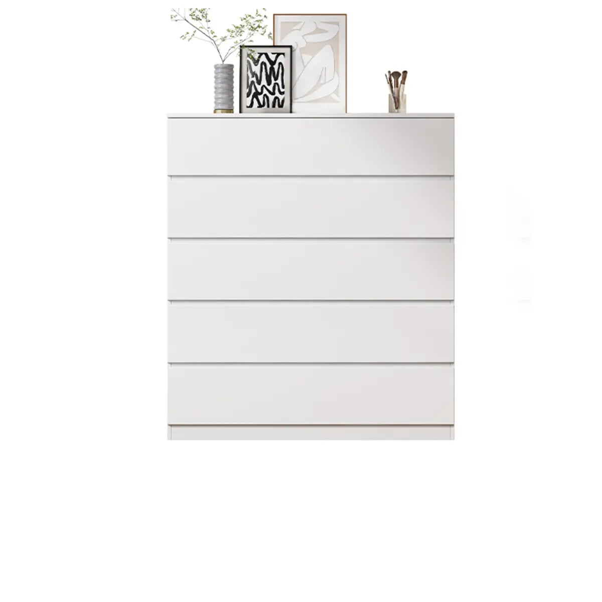 White Wood Soft-Close Drawer Entry Dresser — 6 / Grey