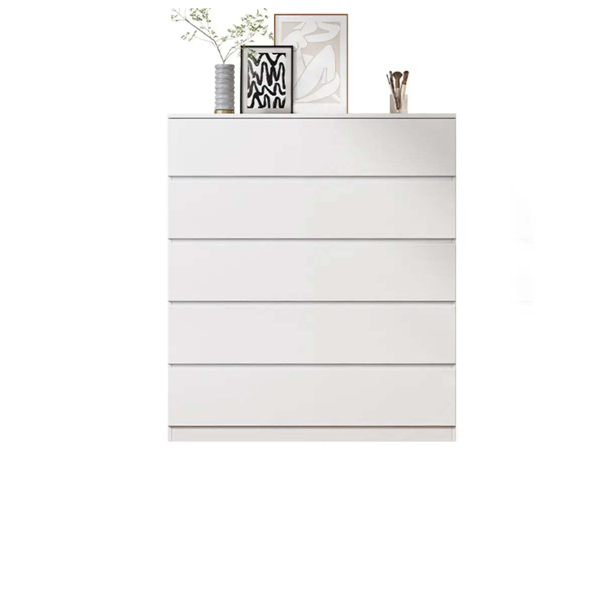 White Wood Soft-Close Drawer Entry Dresser — 6 / Grey