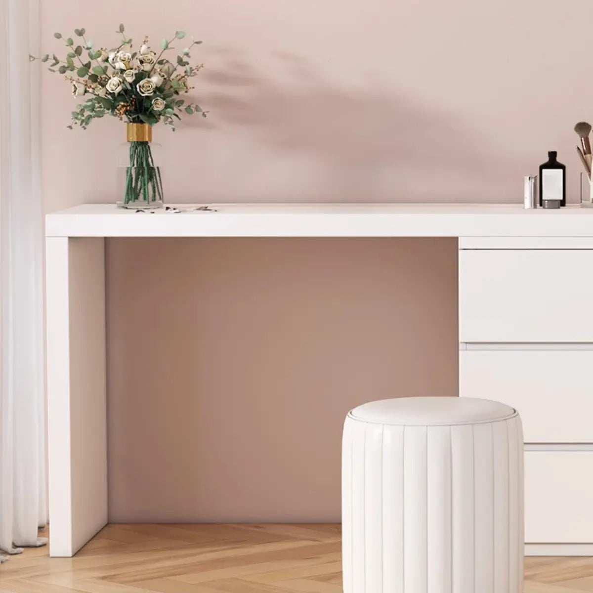 White Wood Soft-Close Drawer Entry Dresser — 8 / Cream