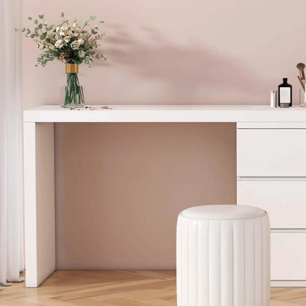 White Wood Soft-Close Drawer Entry Dresser — 8 / Cream