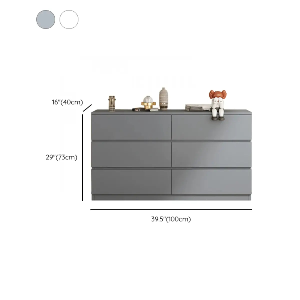 White Wood Soft-Close Drawer Entry Dresser — 8 / Grey