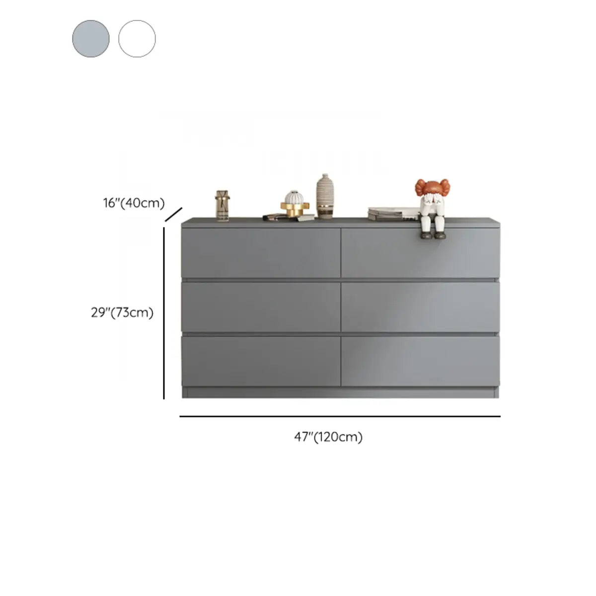 White Wood Soft-Close Drawer Entry Dresser — 8 / Grey