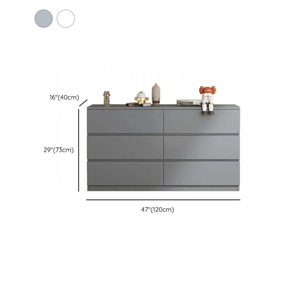 White Wood Soft-Close Drawer Entry Dresser — 8 / Grey