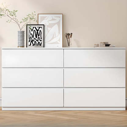 White Wood Soft-Close Drawer Entry Dresser — 4 / Cream