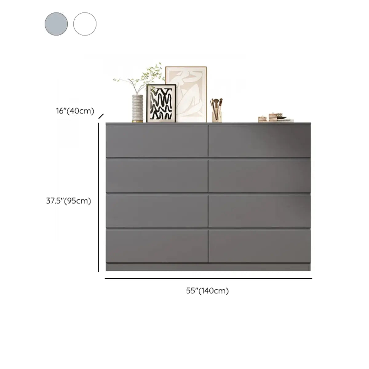 White Wood Soft-Close Drawer Entry Dresser