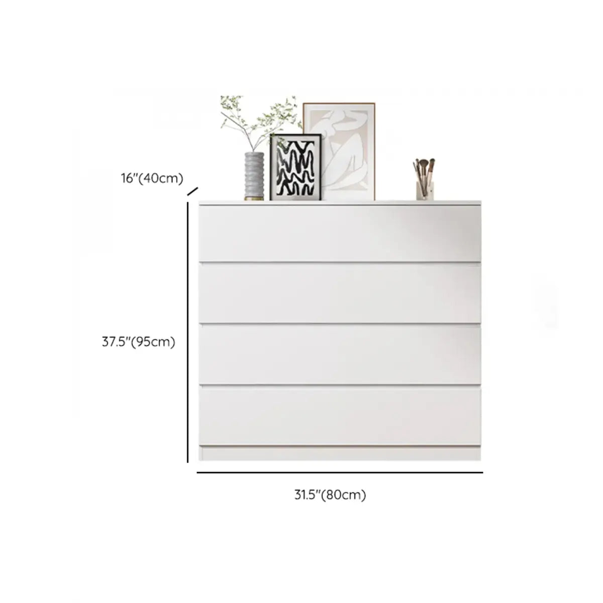 White Wood Soft-Close Drawer Entry Dresser