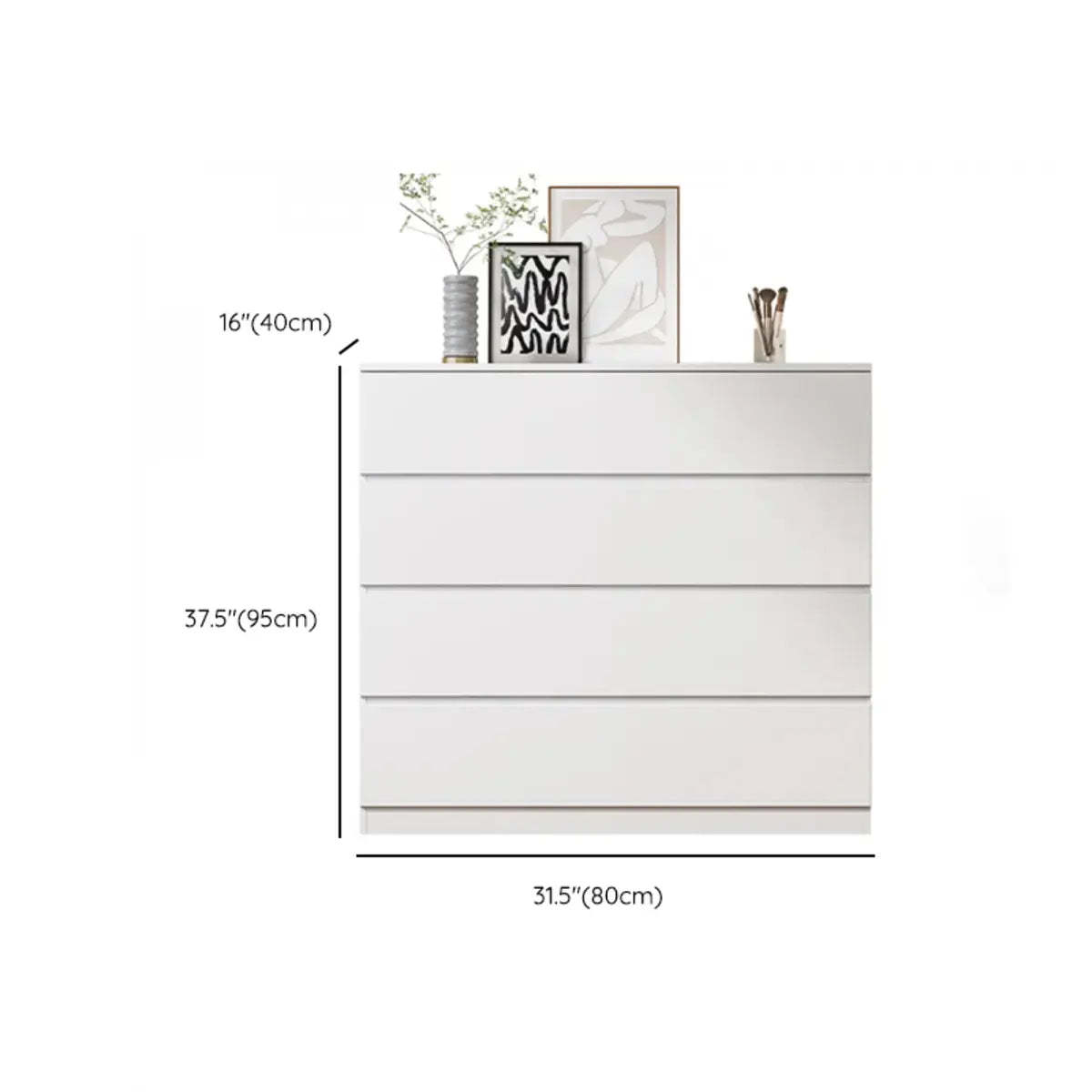 White Wood Soft-Close Drawer Entry Dresser