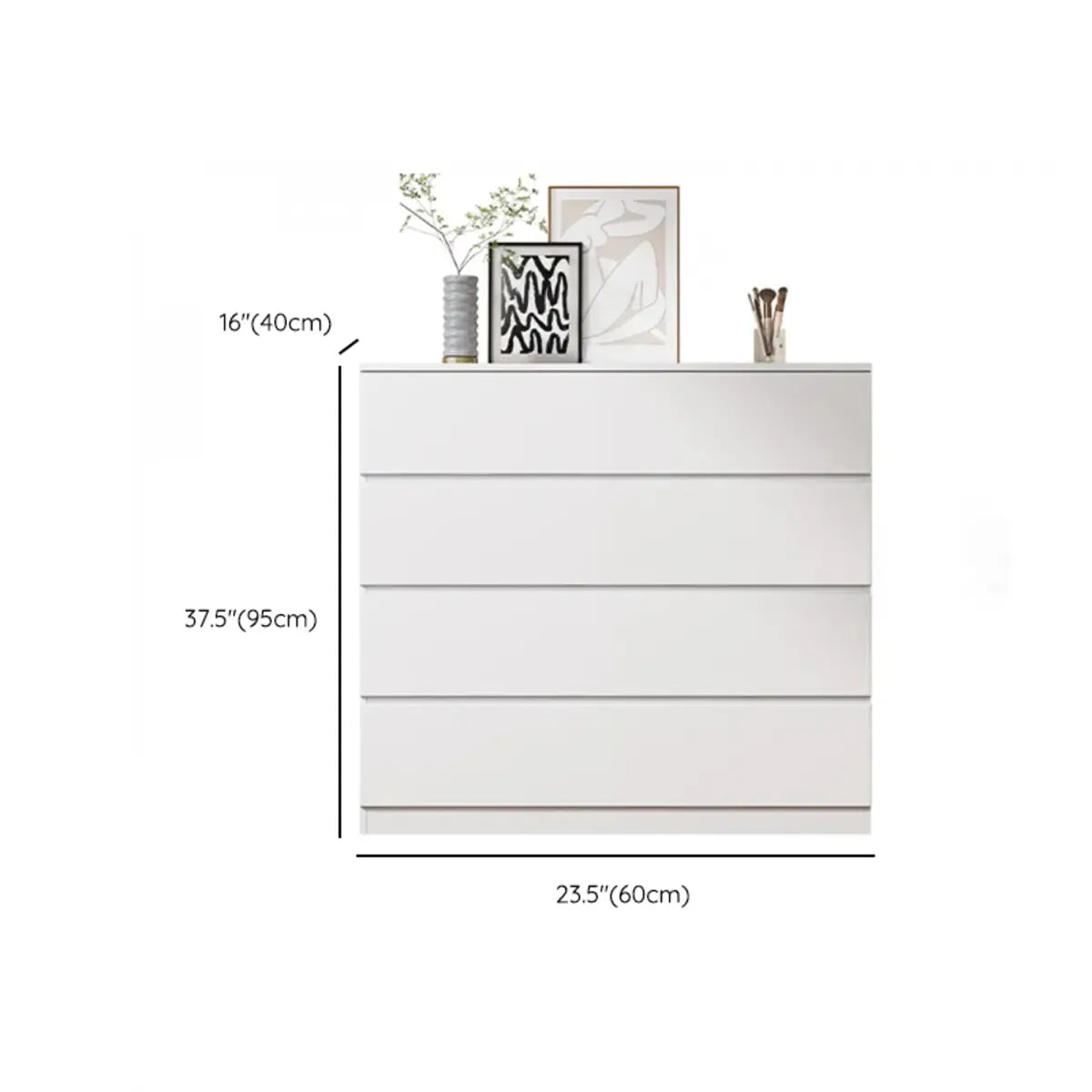 White Wood Soft-Close Drawer Entry Dresser