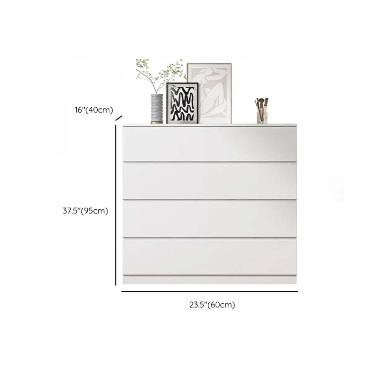 White Wood Soft-Close Drawer Entry Dresser