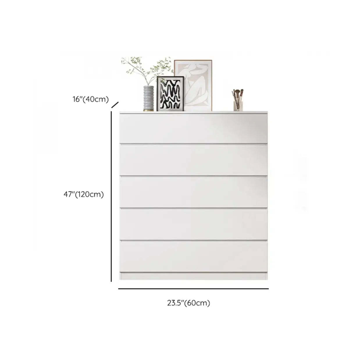 White Wood Soft-Close Drawer Entry Dresser