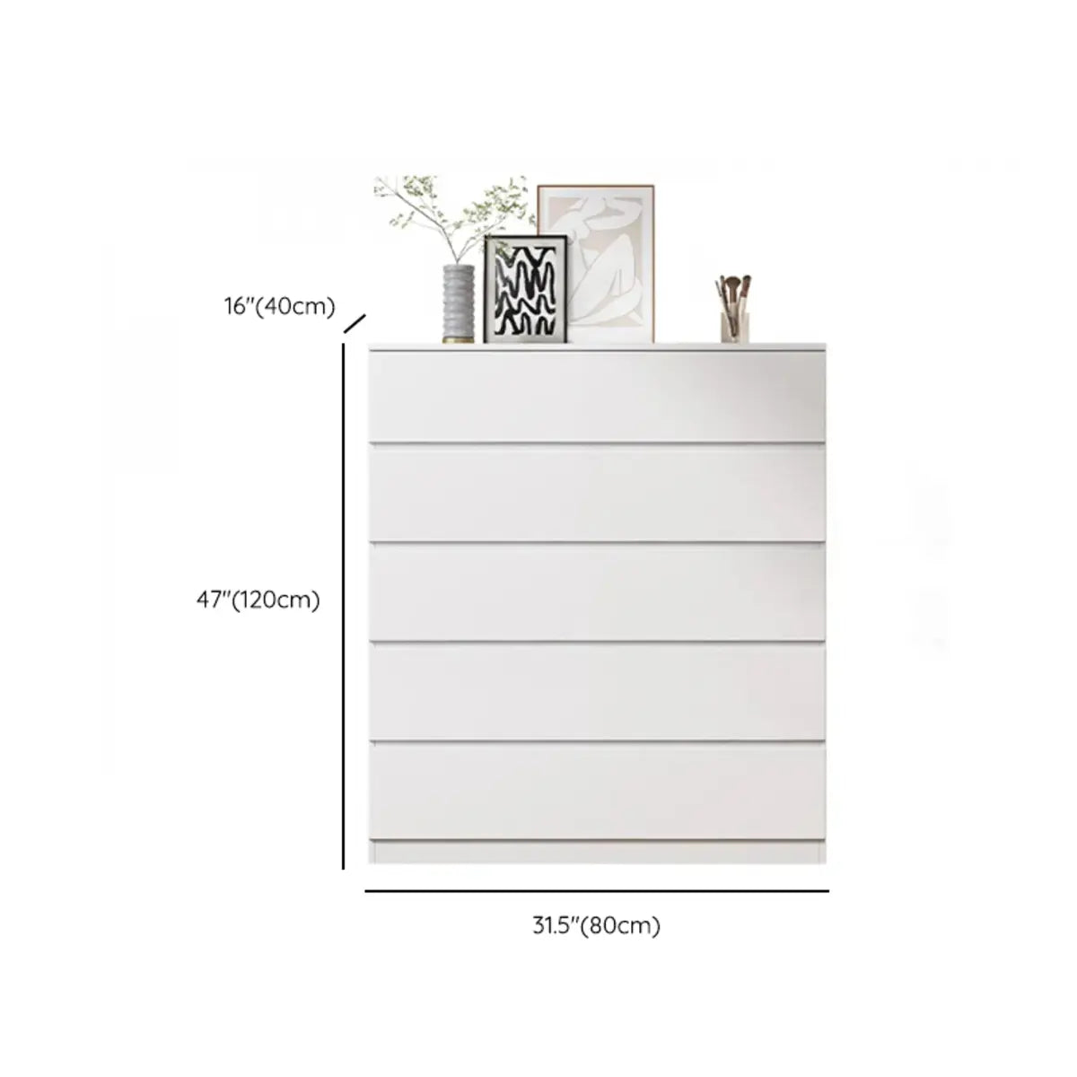 White Wood Soft-Close Drawer Entry Dresser