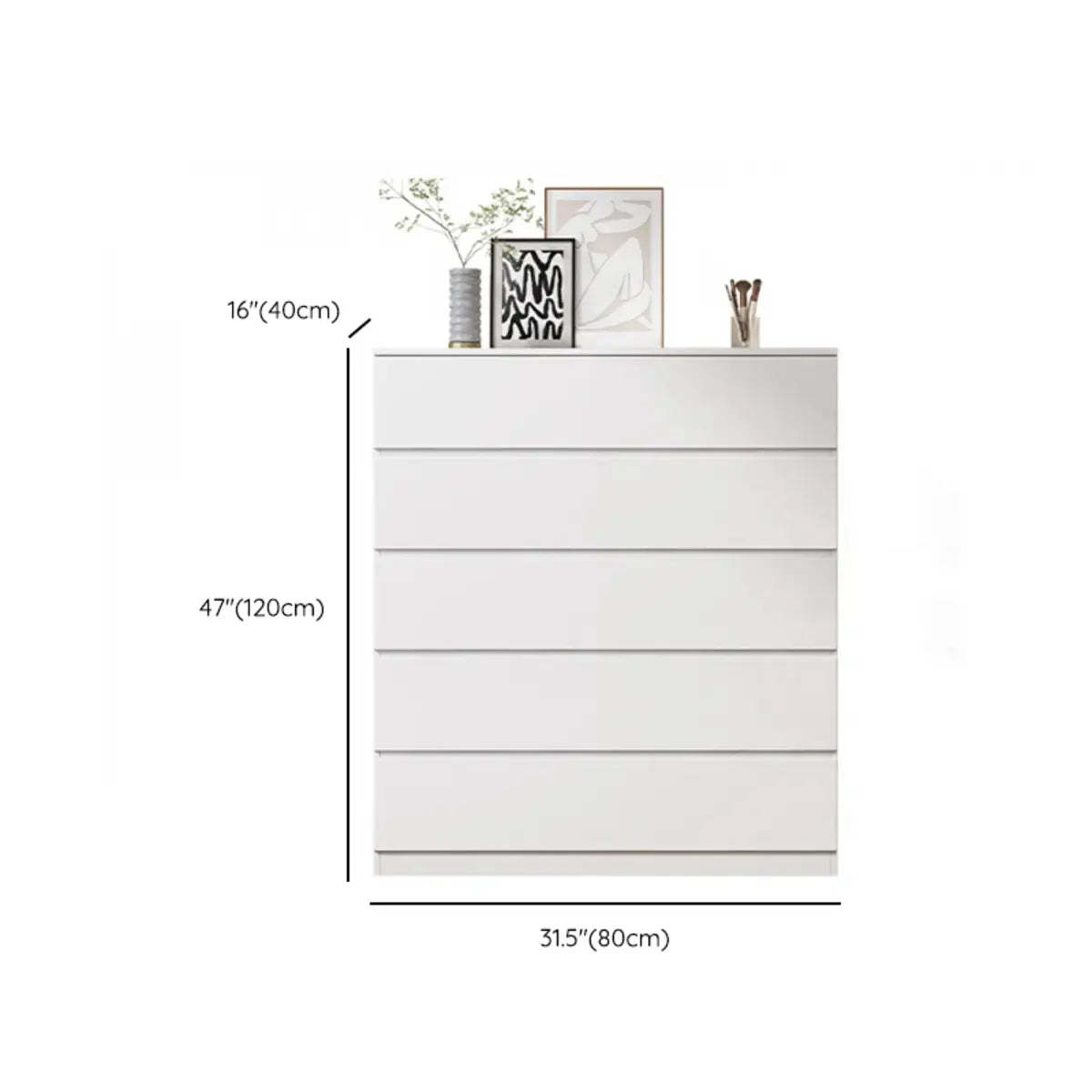 White Wood Soft-Close Drawer Entry Dresser
