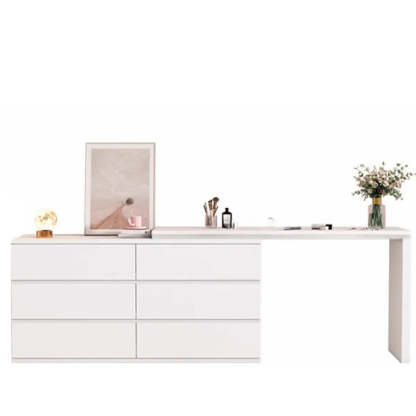 White Wood Soft-Close Drawer Entry Dresser — 6 / Cream