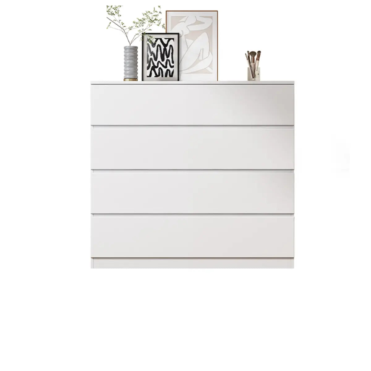 White Wood Soft-Close Drawer Entry Dresser — 6 / Grey
