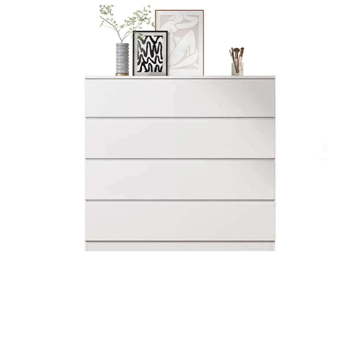 White Wood Soft-Close Drawer Entry Dresser — 6 / Grey