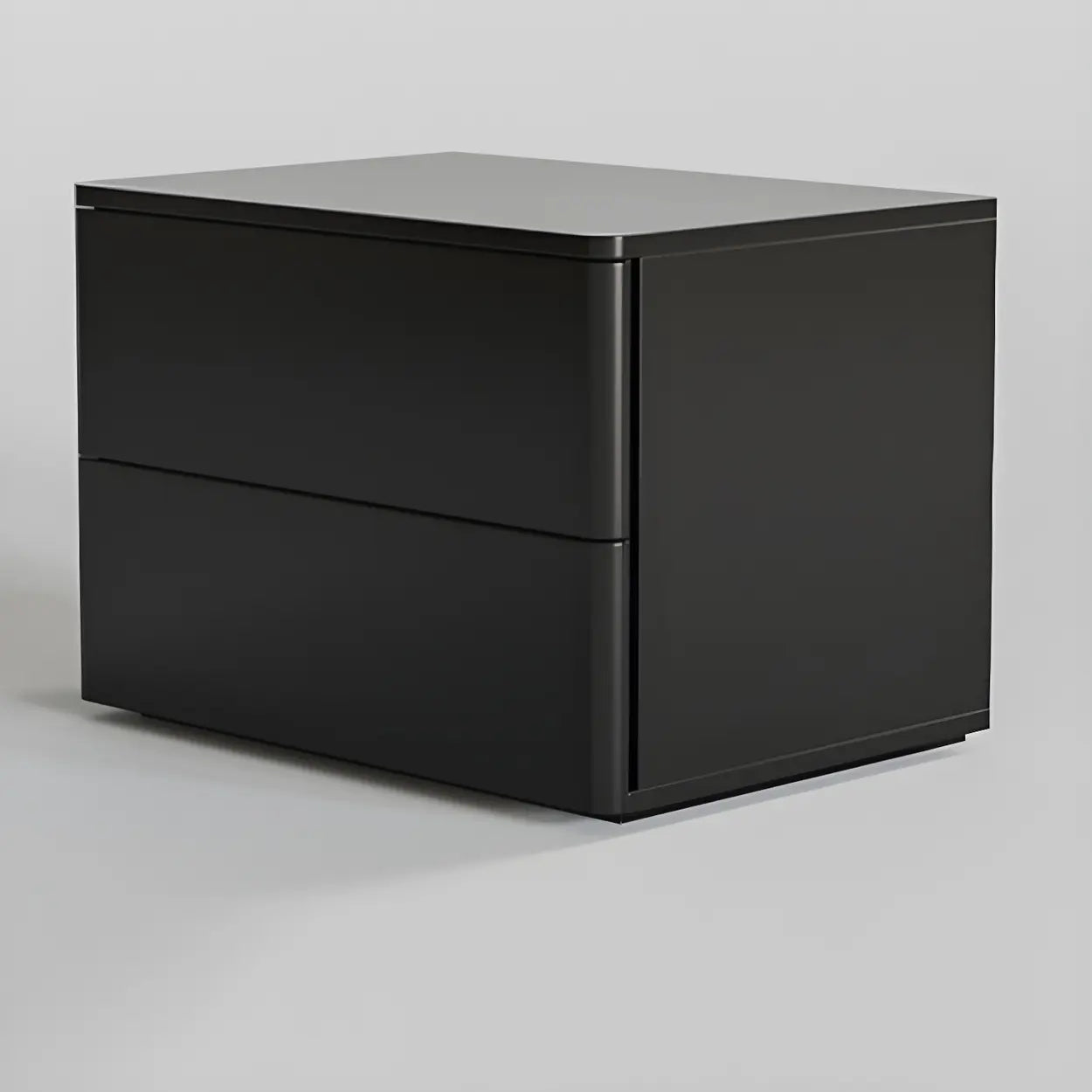 Rectangular White Wood 2-Drawer Nightstand — Black / 1 Piece