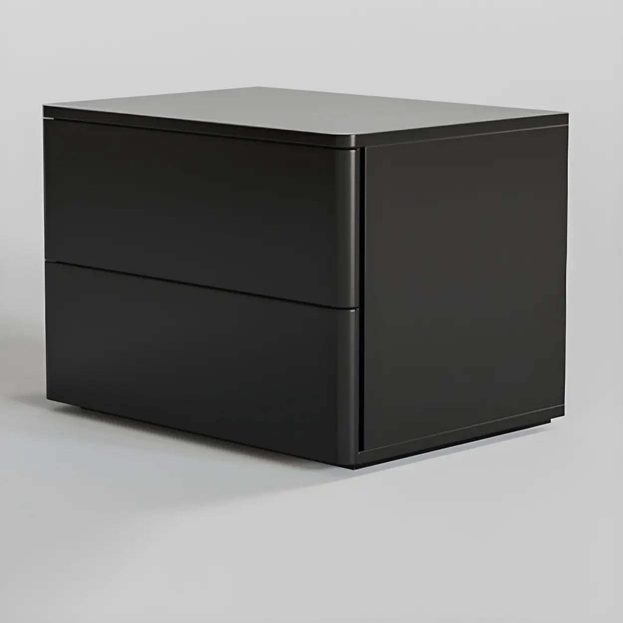 Rectangular White Wood 2-Drawer Nightstand — Black / 1 Piece