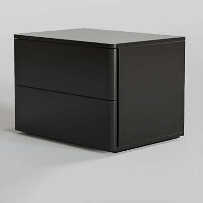 Rectangular White Wood 2-Drawer Nightstand — Black / 1 Piece