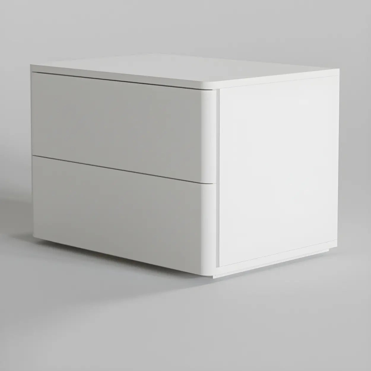 Rectangular White Wood 2-Drawer Nightstand — White / 1 Piece