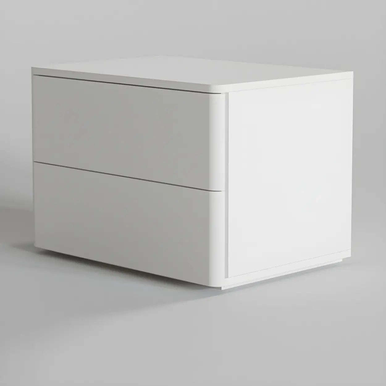 Rectangular White Wood 2-Drawer Nightstand — White / 1 Piece