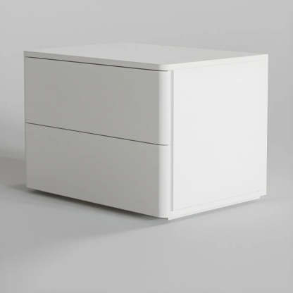 Rectangular White Wood 2-Drawer Nightstand — White / 1 Piece