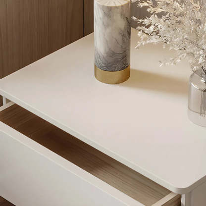 Rectangular White Wood 2-Drawer Nightstand — White / 2 Piece Set