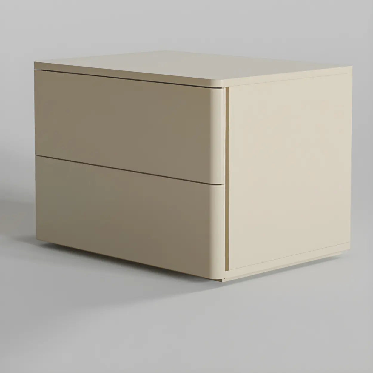 Rectangular White Wood 2-Drawer Nightstand — Milk Tea Color / 2 Piece Set
