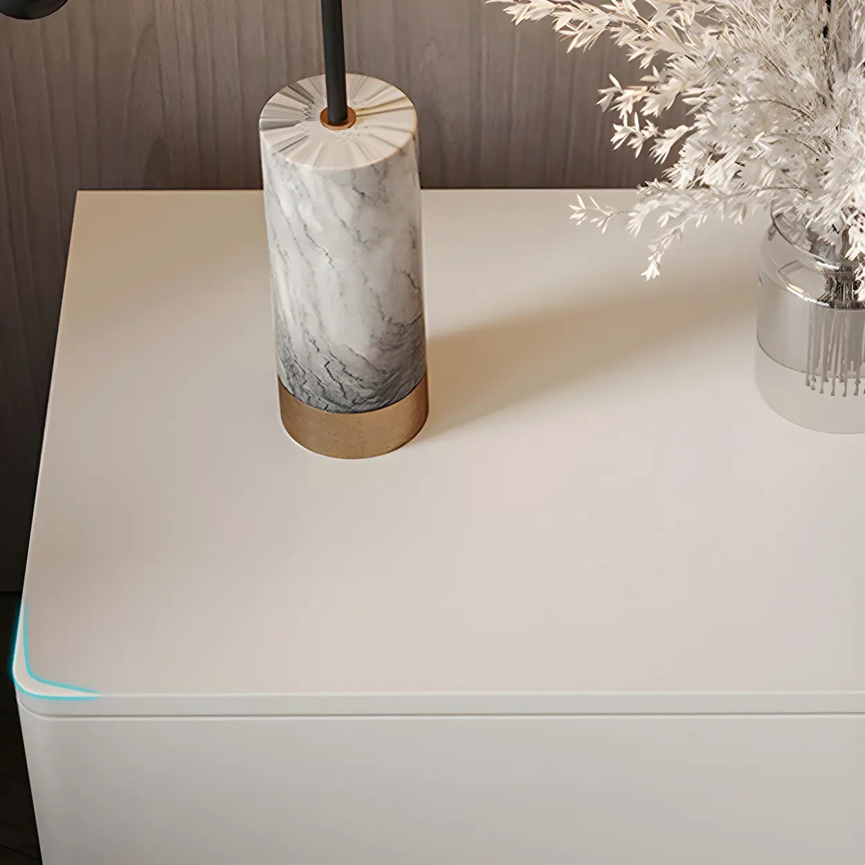 Rectangular White Wood 2-Drawer Nightstand — White / 1 Piece