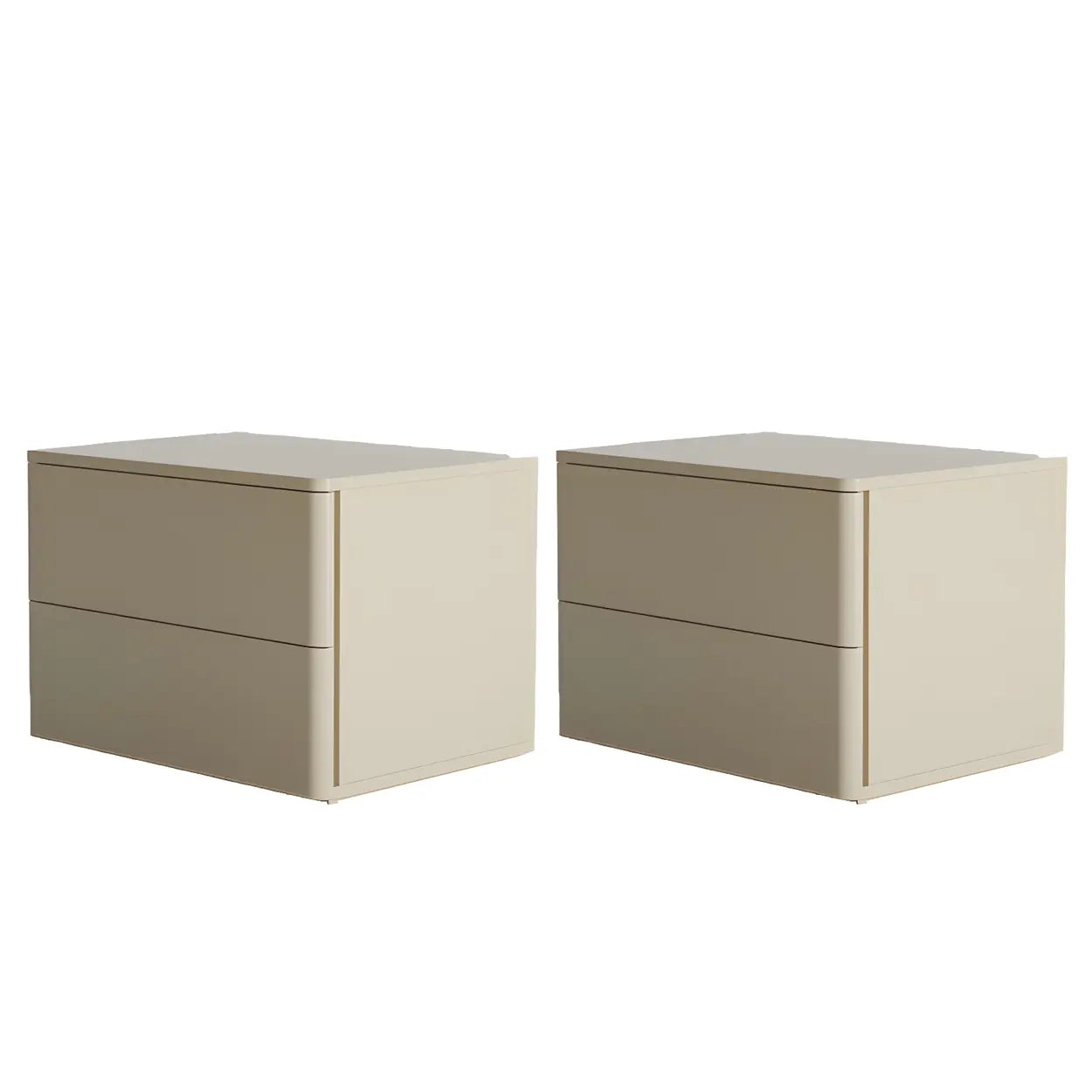 Rectangular White Wood 2-Drawer Nightstand — White / 2 Piece Set