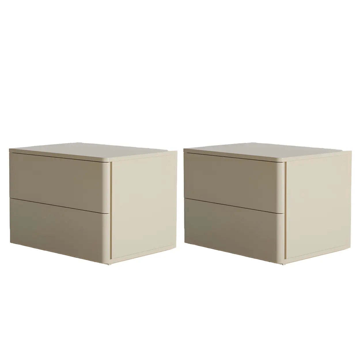Rectangular White Wood 2-Drawer Nightstand — White / 2 Piece Set