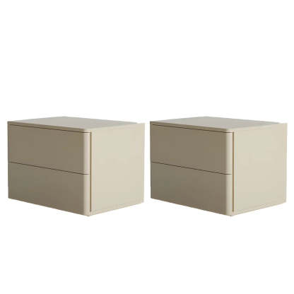 Rectangular White Wood 2-Drawer Nightstand — White / 2 Piece Set