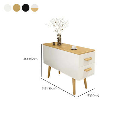 White Rectangular Wood Side Table with Drawers — Dark Walnut / 1
