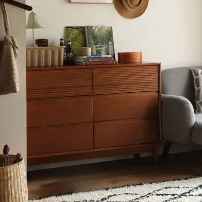 Brown Wooden Rectangular Storage Dresser