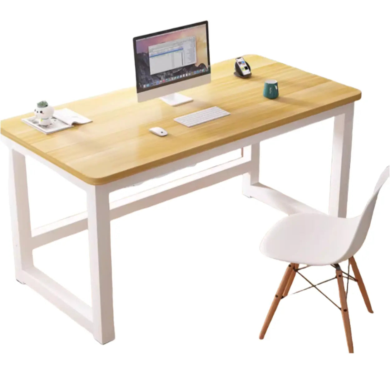 Rectangular Wood Computer Desk — Gray / Table Only