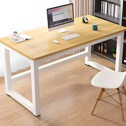 Rectangular Wood Computer Desk — Light Walnut / Table Only