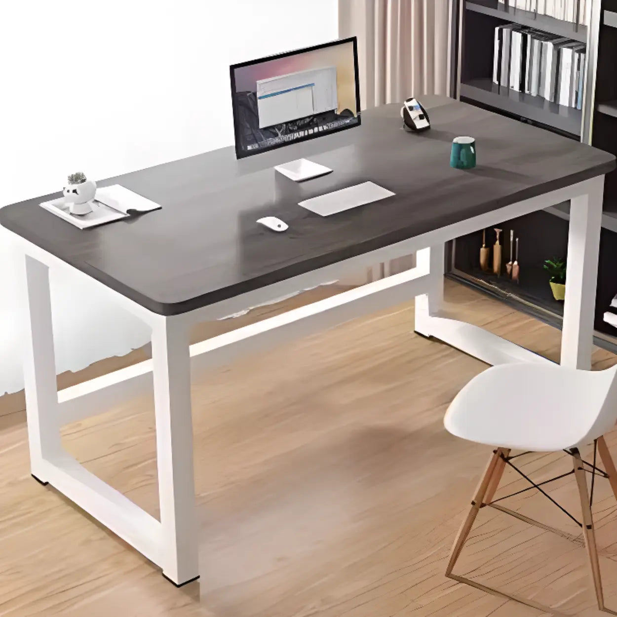 Rectangular Wood Computer Desk — White / Table Only