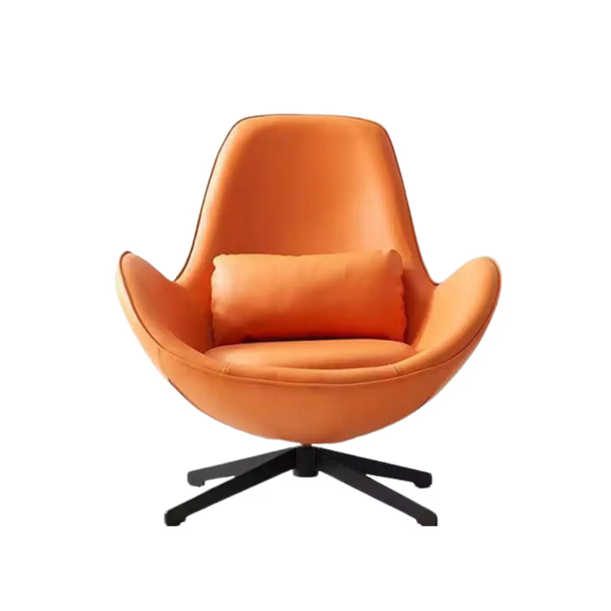 Red Brown Leather Flared-Arm Stick-Base Accent Chair — Dark Lake Blue / Anti Cat Scratch Leather