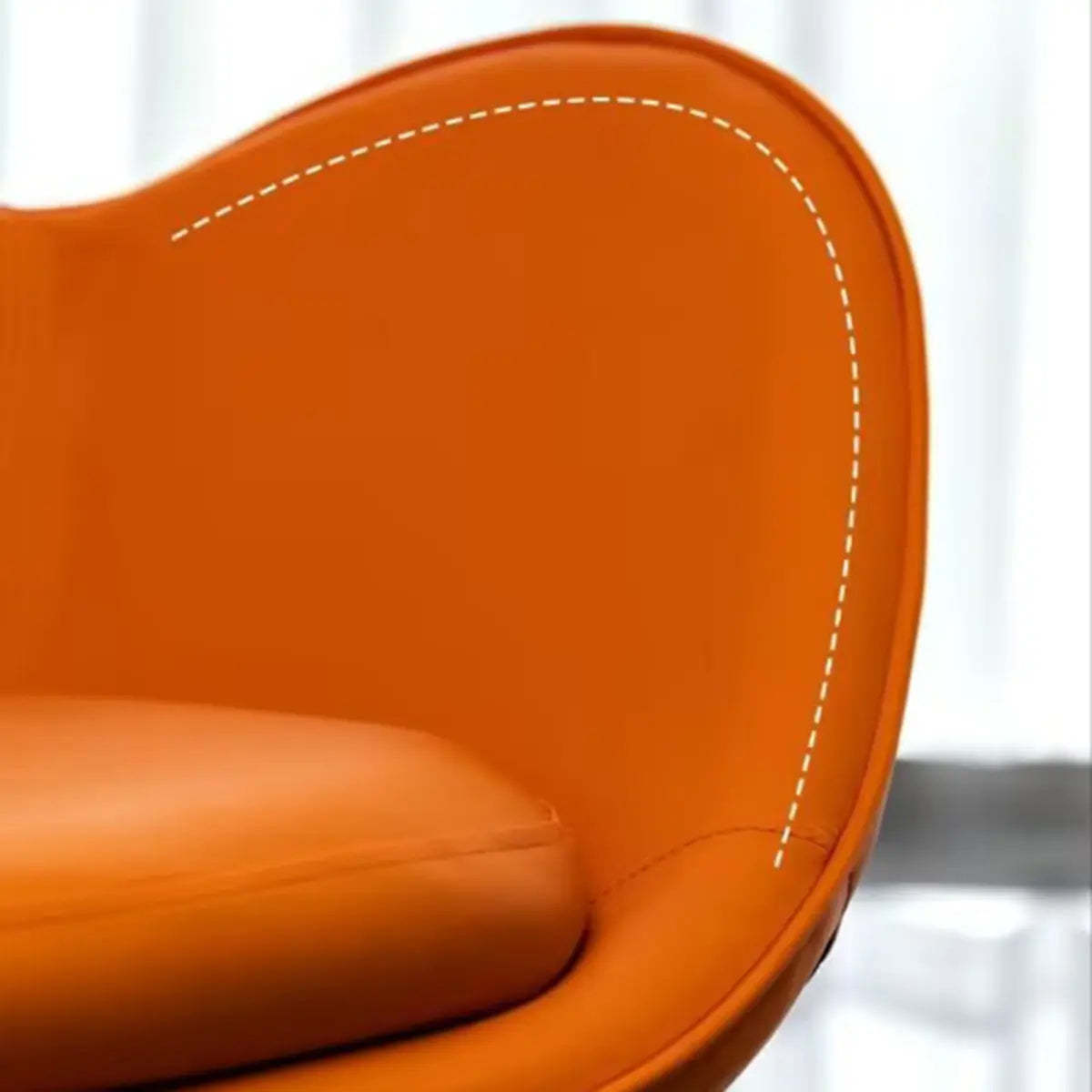 Red Brown Leather Flared-Arm Stick-Base Accent Chair — Dark Orange / Microfiber Leather