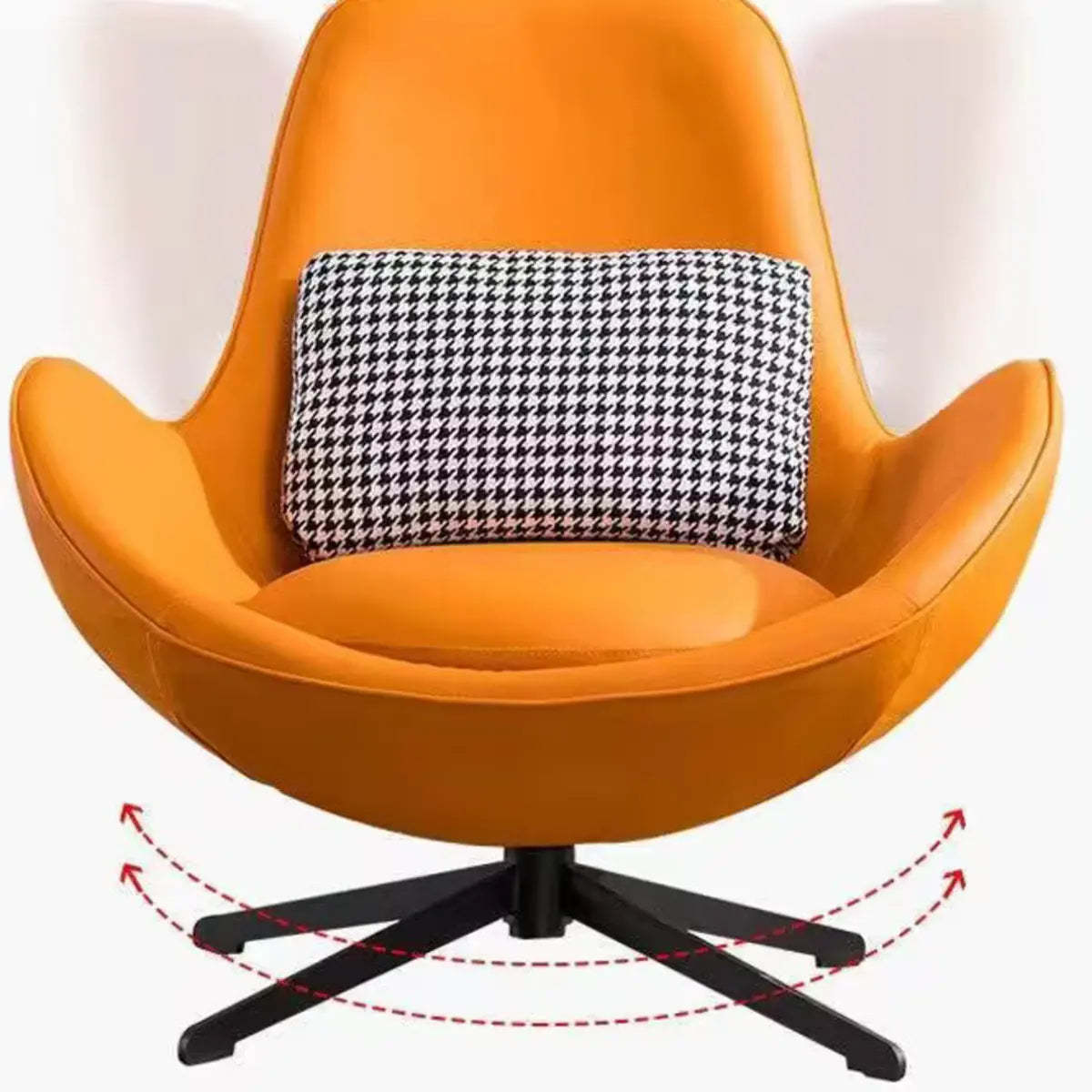 Red Brown Leather Flared-Arm Stick-Base Accent Chair — Blue-White / Anti Cat Scratch Leather