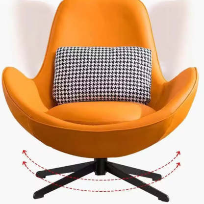 Red Brown Leather Flared-Arm Stick-Base Accent Chair — Blue-White / Anti Cat Scratch Leather