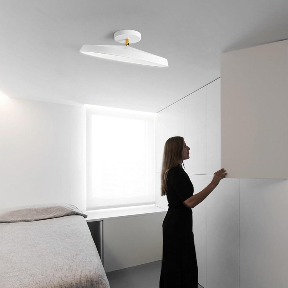 Lighom circular synthetic semi-flush mount light for bedroom — Matte Black