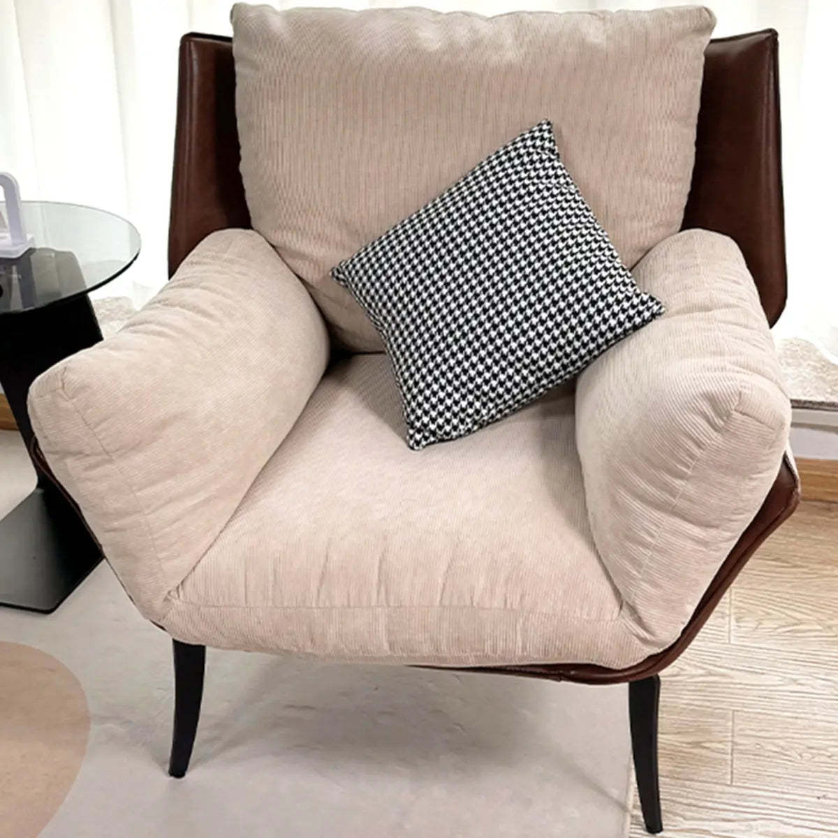 Corduroy Accent Chair with Removable Cushions — Corduroy / Coffee