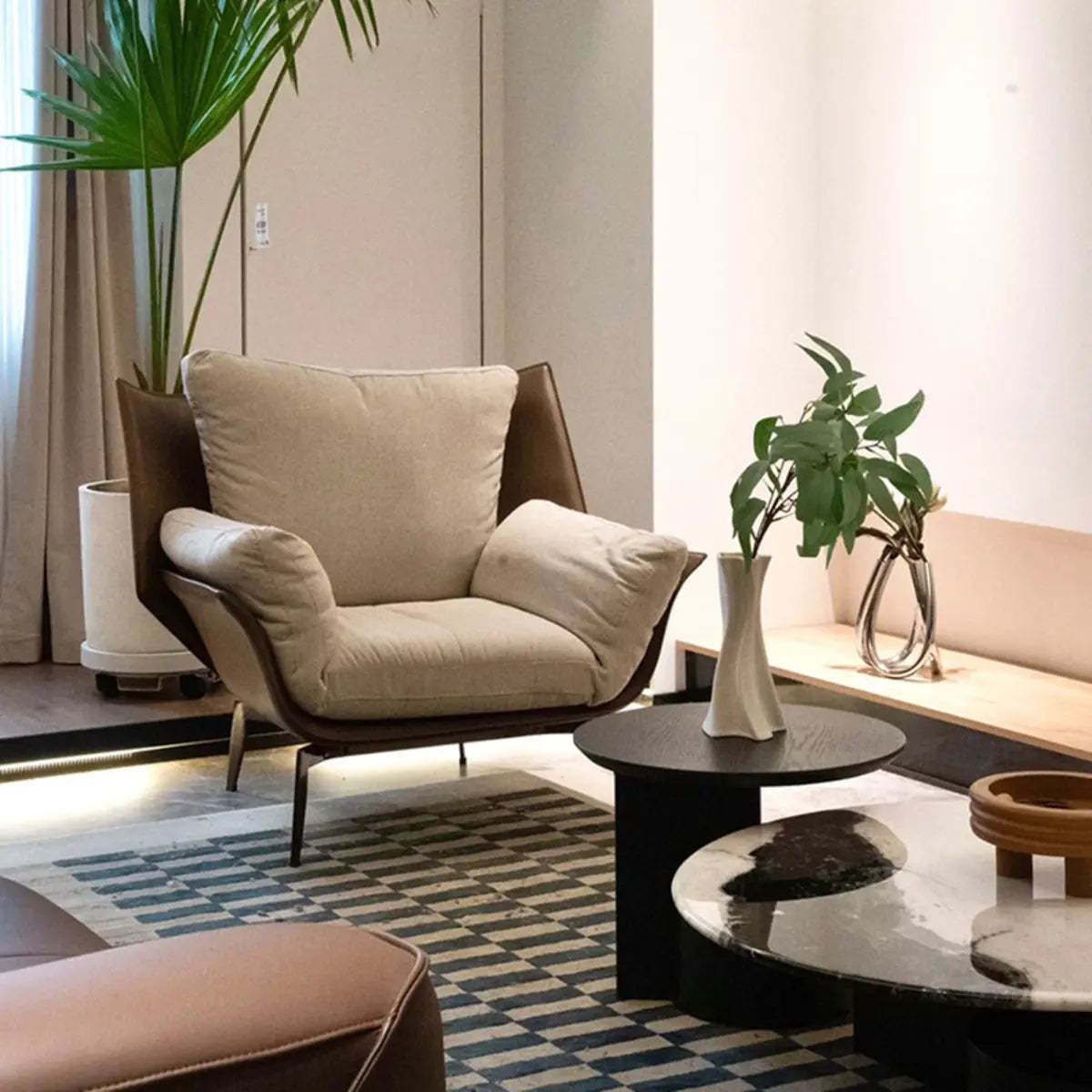 Corduroy Accent Chair with Removable Cushions