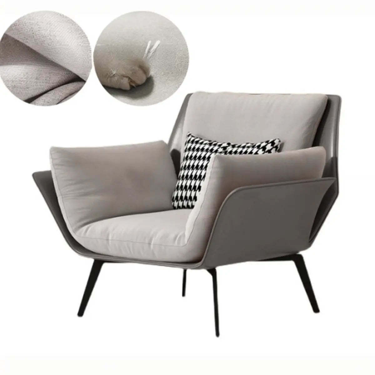 Cushion Back Arm Chair with Removable Cushions — Orange/ White / Cotton and Linen