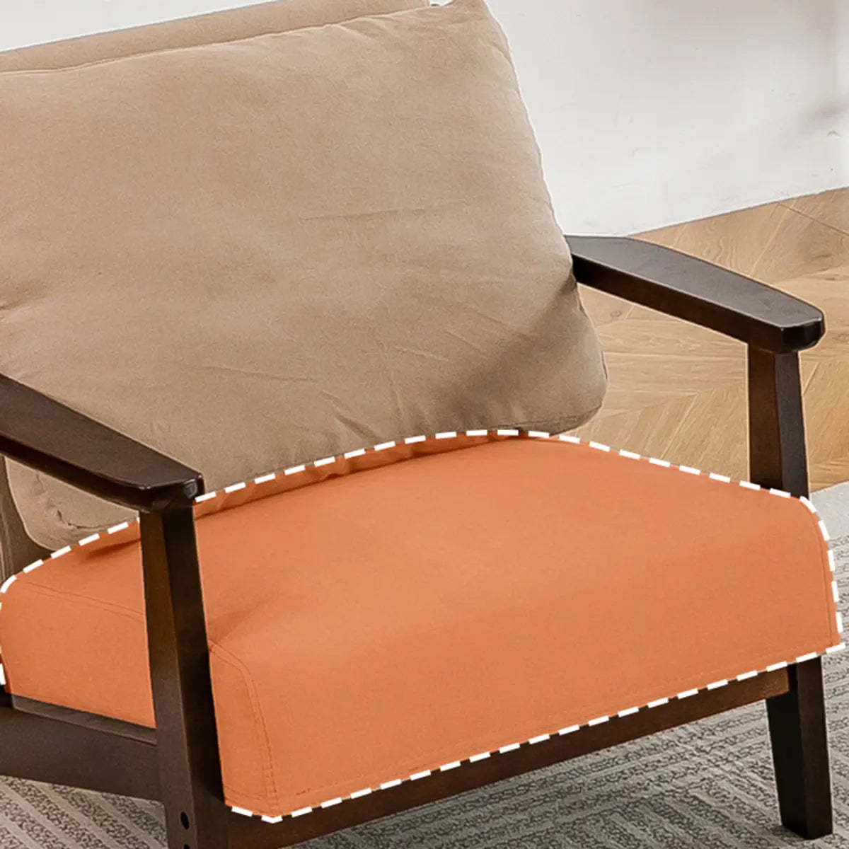 Khaki Pillow Back Accent Chair with Removable Cushions
