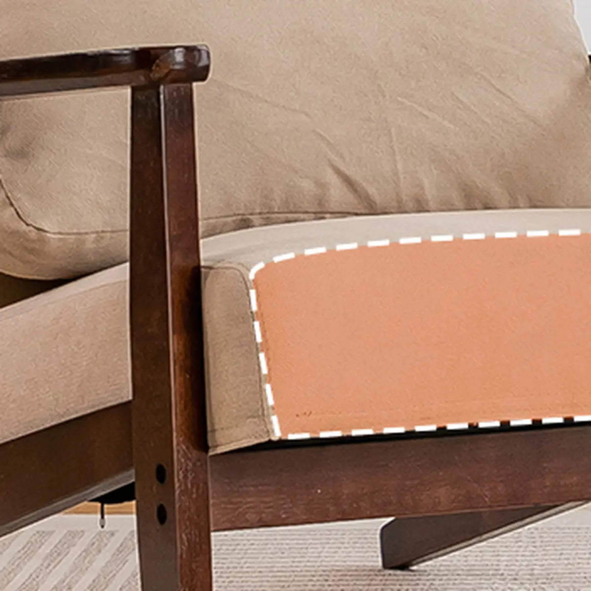Khaki Pillow Back Accent Chair with Removable Cushions