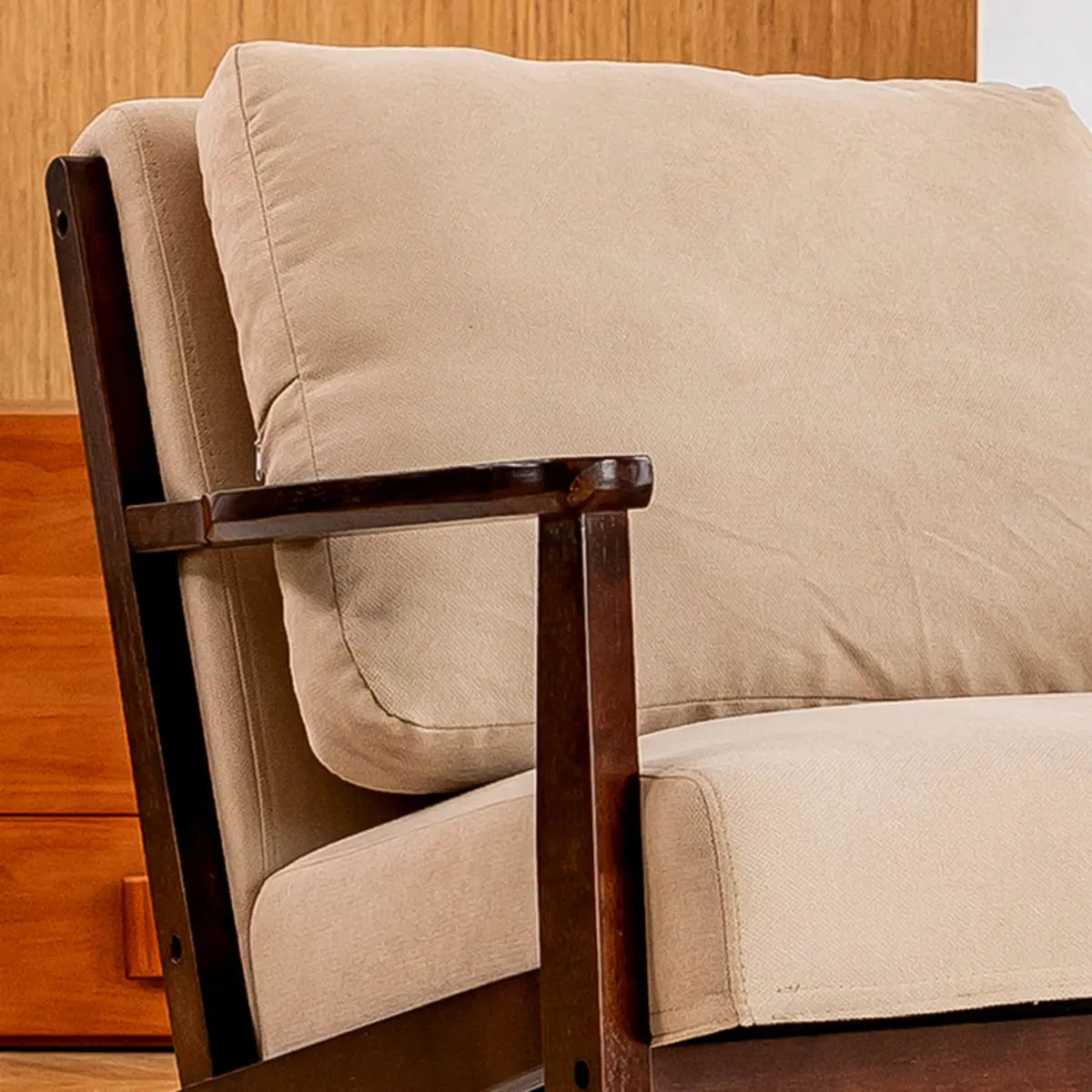 Khaki Pillow Back Accent Chair with Removable Cushions