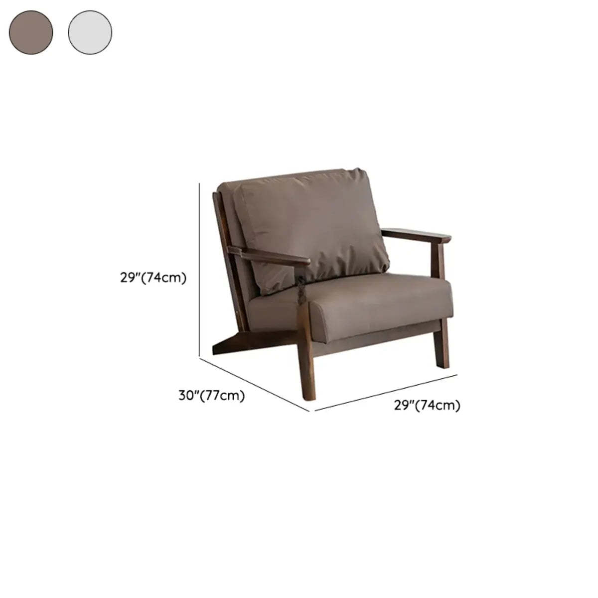 Khaki Pillow Back Accent Chair with Removable Cushions